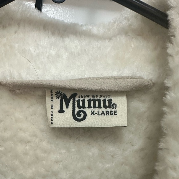 Show Me Your Mumu Calgary Coat in Horchata Faux Suede Cream Shearling - Picture 4 of 4